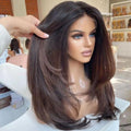 Brazilian Virgin Hair Brown Lace Front Wig Cuticle Aligned Virgin Human Hair Ombre Colored Glueless Lace Frontal Wig for Women