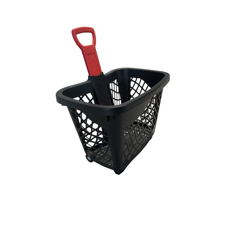 Plastic Rolling Supermarket Shopping Basket Rolling Plastic Hand Basket Shopping Baskets with Wheels
