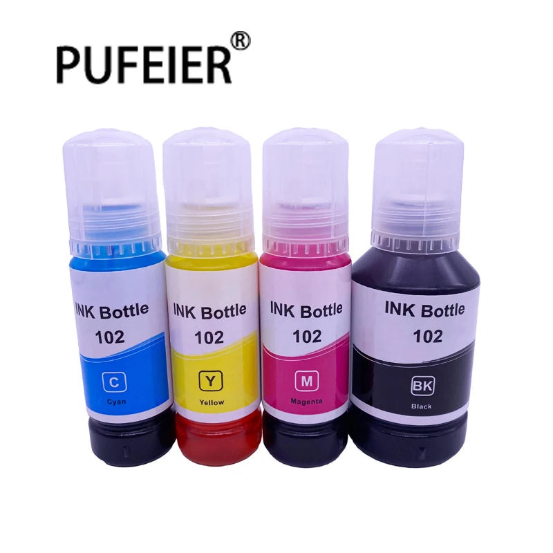 102 Bottle Dye Based Ink Refill Kits Compatible for Epson ET2700 ET2750 ET3700 ET3750 ET4750 Inkjet Printer Printing Dye Ink