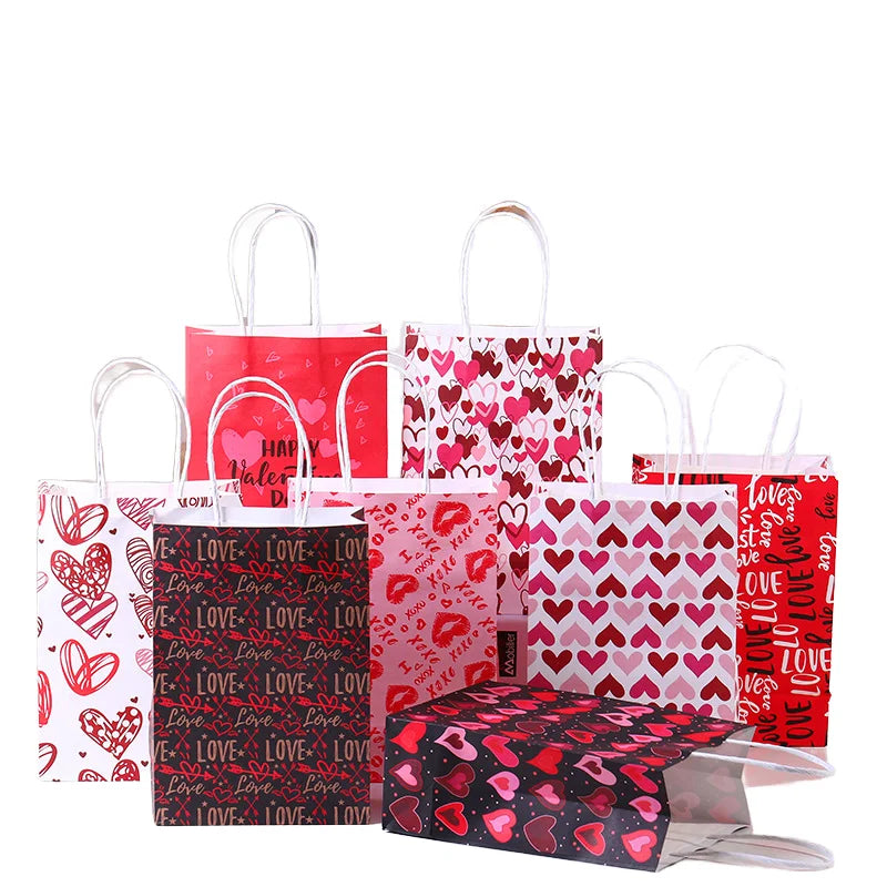 Kraft Paper Gift Bags with Long Handles Recyclable Shopping Tote Bags for Wedding Party Favors Retail Packaging