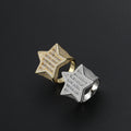 R038  Cubic Zirconia Rings  Brass Gold Silver Color Cubic Zircon Iced  RING Fashion Hip Hop Jewelry