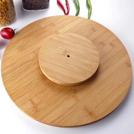 Factory Wholesale Natural Bamboo Kitchen Rotating Table Serving Plate Round 360 Rotating Bamboo Lazy Susan
