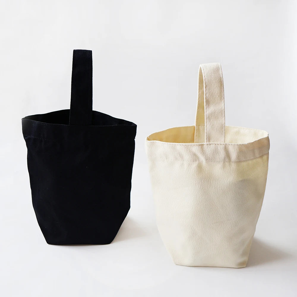 Popular Reusable Canvas Tote Bag Mini Black and White Cotton Bag with Custom Logo Portable Fashionable Shopping Bag