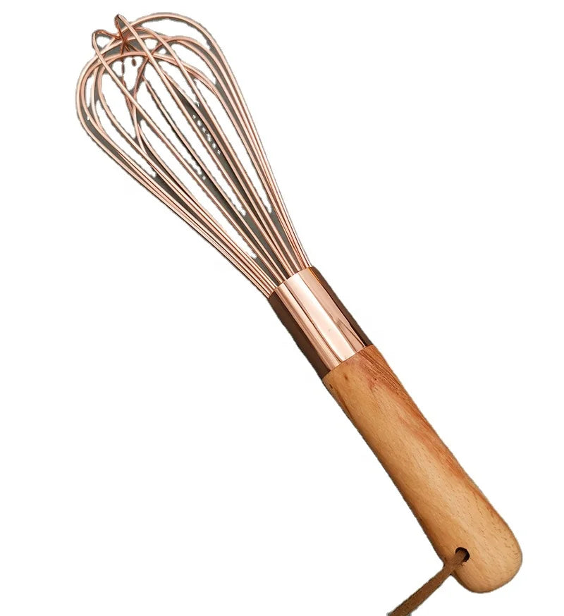 INS Style Eco-Friendly Rose Gold Hand Stainless Steel Egg Beater 8/10 Inch Cake Baking Tool for Home Kitchen