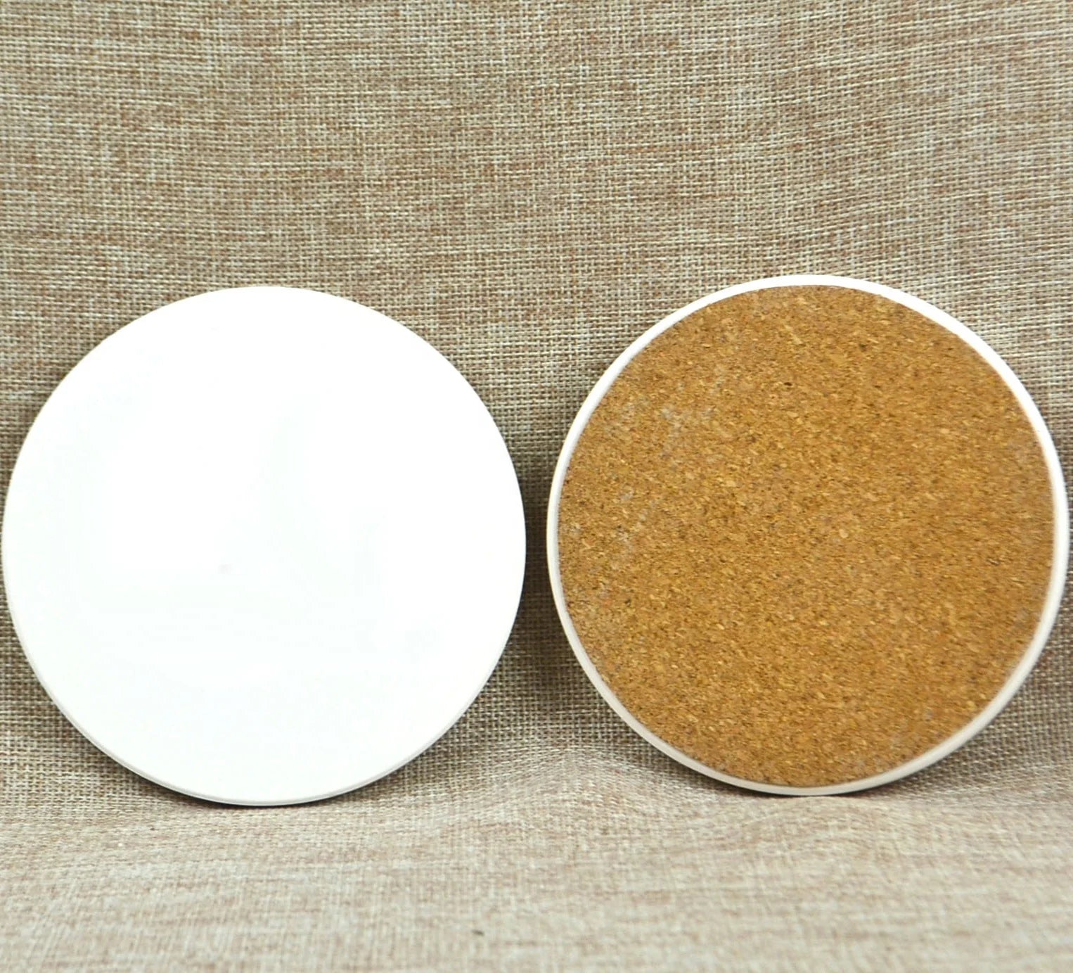 Jutien  Hot Sale Cork coaster DIY Blank Round Custom Ceramic Coasters for Drink