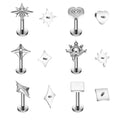 ASTM F136 Titanium Fashion Piercing Pointed Star Conch Helix Ear Earlobe Nose Nostril Lip Labret Daily Wear Jewelry