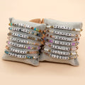 Go2boho 2025 Mother's Day New Stretch Jewelry Stack BOY&MOM Letter and Bright Crystal Beads Bracelets for Women Gifts for Mom