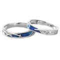 Fashion Romantic Couple Ring 925 Sterling Silver Cubic Zirconia Meteor Shower Adjustable Size Couple Ring