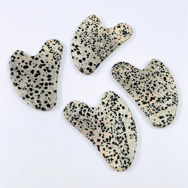 Huiying Dalmatian Jasper Stone Heart Facial Gua Sha Scraping Massage Tool