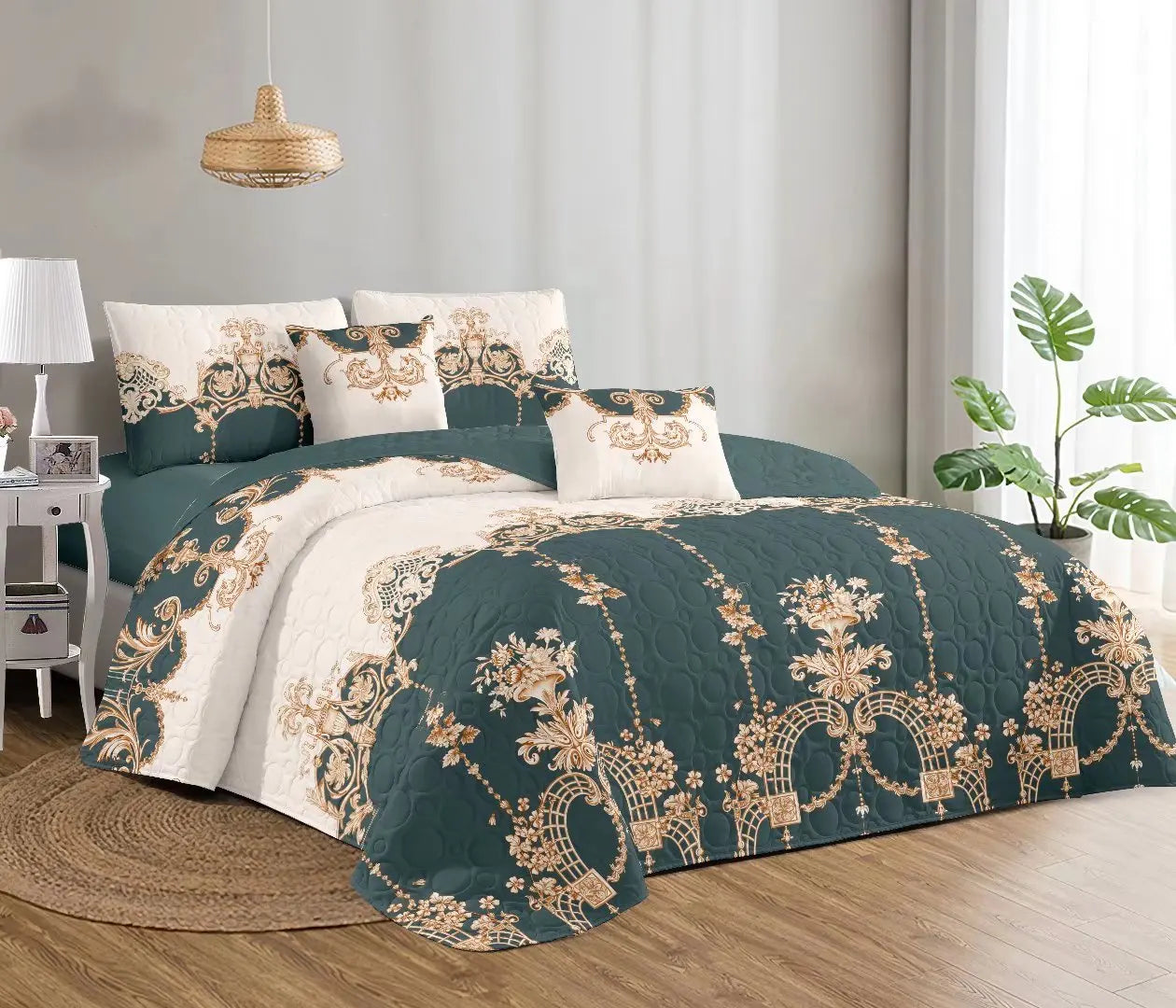 2022 New Design Plaid Quilt Set for King and Queen Sizes Christmas Floral Microfiber Bedspread for Home Use