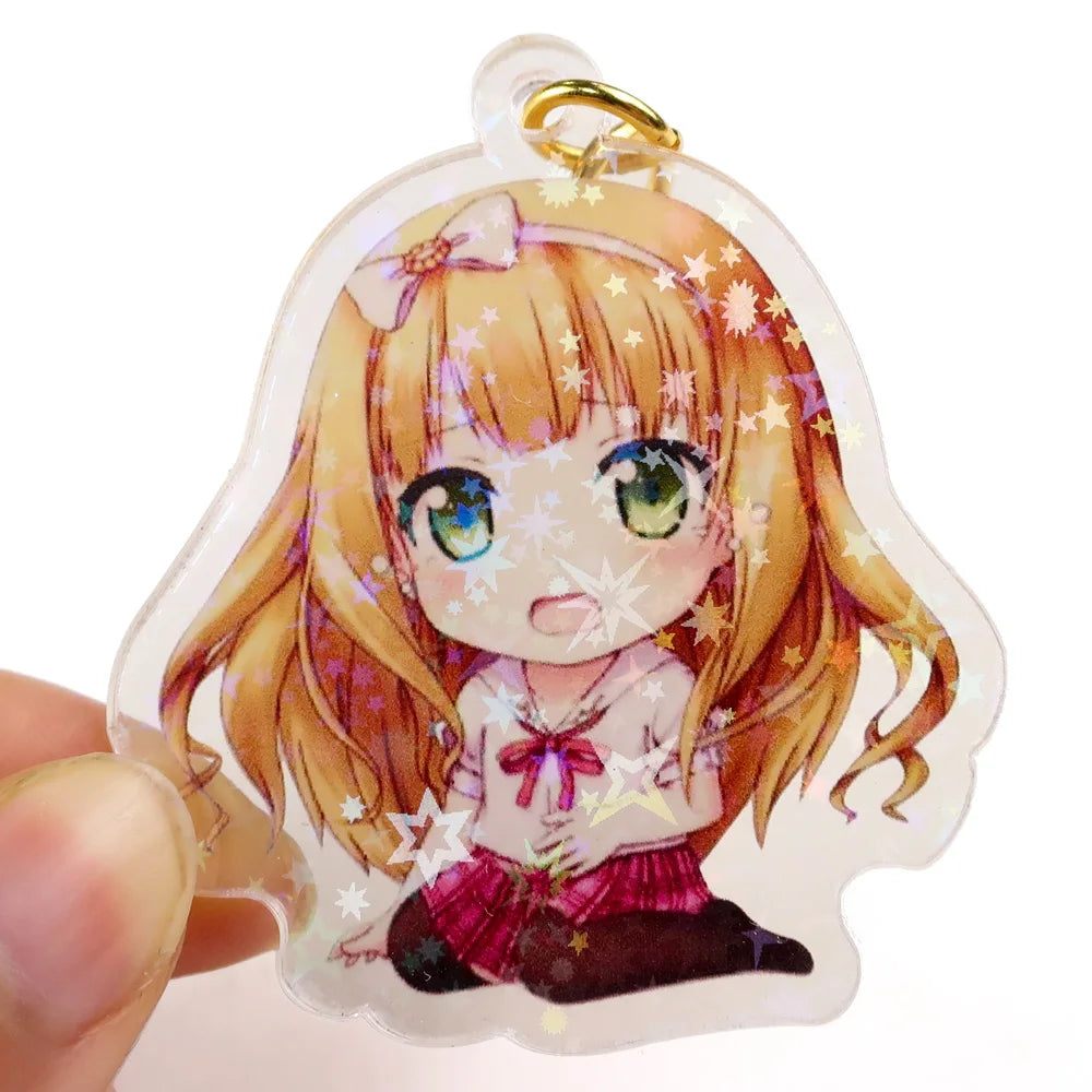 Bulk Custom Color Shaped Keyring Glitter Photo Holder Cute Plastic Acrylic Keychain