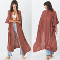 Slubbed Fabric Patchwork Lace Sunscreen Cardigan Holiday Shirt Beach Cover Ups