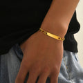 Men's Trendy Titanium Steel Bent Plaque Bracelet New Style Simple Popular Stainless Steel Hand Jewelry for Gift