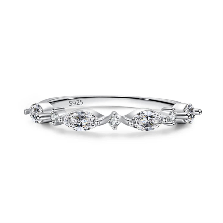 Female fashion gemstone zircon ring 925 sterling silver horse eye rhinestones rings for women girls
