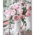 DIY Painting Kit Oil Paint by Number Sets Impressionist Colorful White Peony Canvas Wall Art Home Decoration Adults Beginner Kid