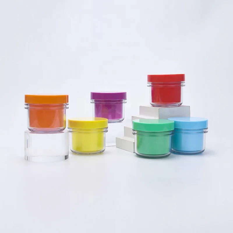 Cosmetic Facial Container round Pattern Clear Plastic PET 100ml 150ml 200ml 250ml Cream Jars Blue Green Purple Yellow White Lid