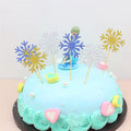 Snowflake Shaped Winter Party Cake Topper Set Party Cake Decoration Handmade Paper Toothpick Topper