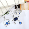 Yh Jewellery Elegant Women 925 Sterling Silver Summer Jewelry Platinum Plated Blue Cubic Zirconia Shell Sea Pendant Necklace