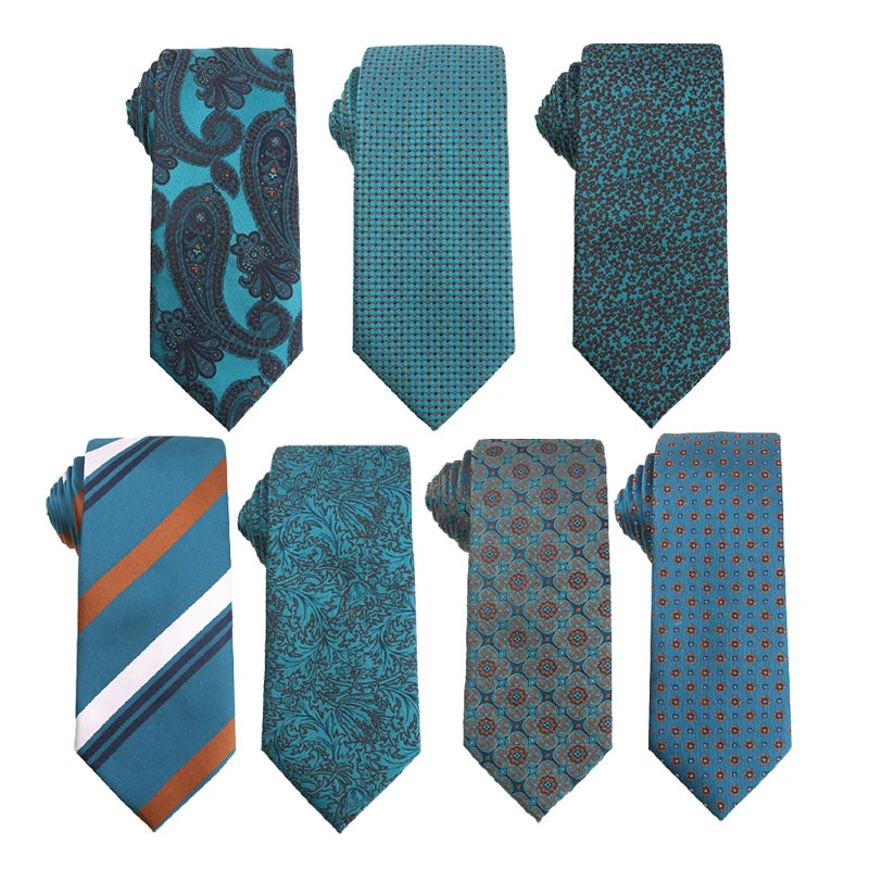 New Jacquard Classic Woven Green Plaid Neck Tie Men Striped Floral Check Ties Fashion Polyester Necktie for Wedding Business Tie