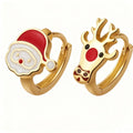 Fashion Earrings Jewelry 925 Sterling Silver Enamel Christmas Santa Claus Deer Antlers Elk Gold Plated Hoop Earrings for Women