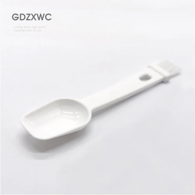 1 Dollar Items Home Use Item 5ml PP Plastic Individual Packing End Coffee Spoon Brush PBT Food Grade Bristles 2-in-1 Spoon