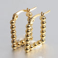 Tarnish Free Jewelry Stainless Steel Bead Earring Tarnish Free Jewelry 18K Gold Plated Square Beaded Earring for Women