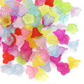 100pcs Frosted Flower Transparent Frosted Acrylic Beads Flower Leaves Loose Beads Caps for DIY Jewelry Making
