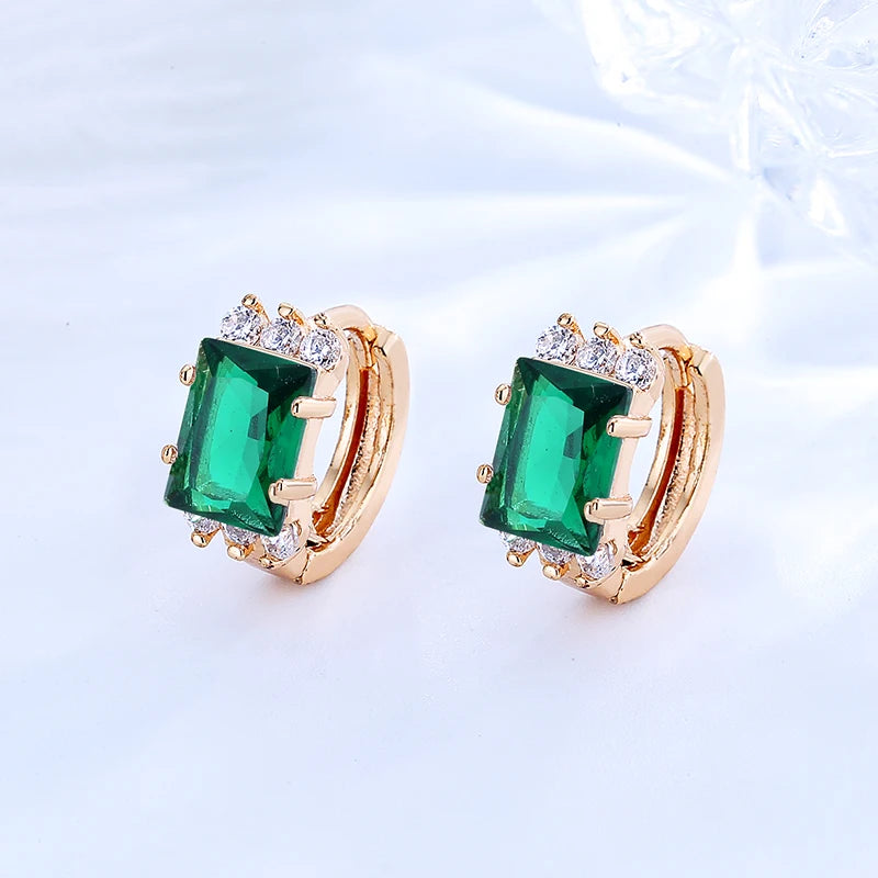 Wholesale Jewelry Bulk One Single Stone Earrings Classy Cubic Zirconia 18k Gold Over Brass Huggie Earrings for Women