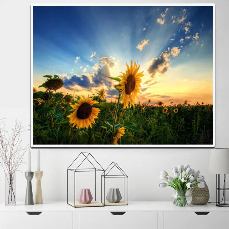 DIY Diamond Painting Square /Round Full Diamond Sunflower Canvas Picture Painting Home Decoration Crafts Adult Handpainted