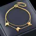 New Titanium Steel 3 Three-dimensional butterfly Double Gold Bracelet Does Not Fade Color Jewelry