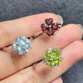 Hot Popular Fashion Classic 925 Sterling Silver Natural Topaz and Peridot Wedding Rings for Couple Party Wholesale
