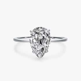 Ailmay Real 925 Sterling Silver Luxury 3ct Water Drop Shape Sparkling Clear Zircon Finger Ring for Women Statement Jewelry Gift