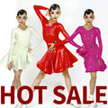 Bright Red  Latin Dress Costume Ballroom Jazz Tango Cha Cha Performance Dress Sparkly Stage Dance Wear Outfit for Girl