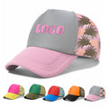 Custom Floral Full Print Embroidery Logo Trucker Hats Solid Foam Mesh Snap Back Adjust 5-panel Mesh Baseball Sport Caps