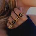 Popular Ins Style 18k Gold-plated Stainless Steel Ring Fashionable Simple Personality Geometric Black Versatile Jewelry Ring