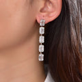 Long Earrings 925 Natural Stone Sterling Silver Earrings 925 Sterling Silver baguette Cz Diamond Earrings