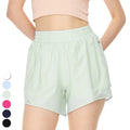 Janya Women's Elastic High Waist Two-In-One Quick Dry Sports Shorts Plus Size Yoga Pattern Fitness Trousers