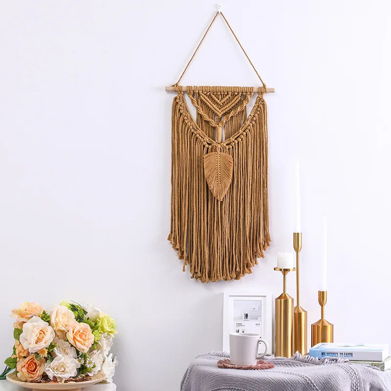 Colorful Hand Woven Bohemian Style Tassel Cotton Tapestries Wall Hanging 35x65cm Vertical Pattern Christmas Home Decor
