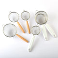 Mini Stainless Steel Strainer Spoon with Wooden Handle Oil Juicer Filter Mesh for Home Kitchen Cooking Frying Colander