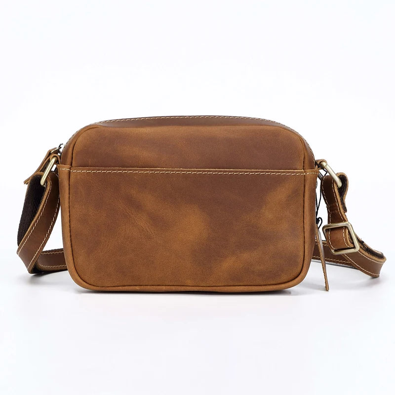 Wholesale Custom High Quality Crazy Horse Leather Unisex Crossbody Bag Men's Fashion Minimalist Messenger Shoulder Bag for Man