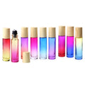 In Stock 10ml Gradient Ombre Glass Roll on Bottle With  Wood Grain Cap Perfume Essential Oil Bottle