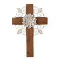 Hot Sale Wall Hanging Decor Farmhouse Handmade Carved Rustic Wooden Metal Wall Cross Decorative Religious Christian Ornaments