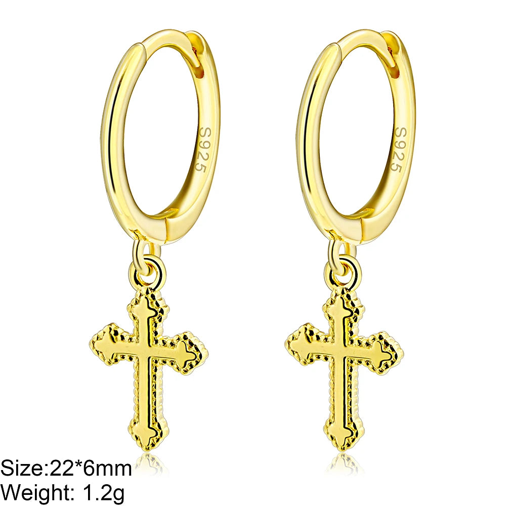 Cross Drop 925 Silver Designs Beautiful Hoop Jewelry Gold Plated Top Quality Fashion Earrings for Women