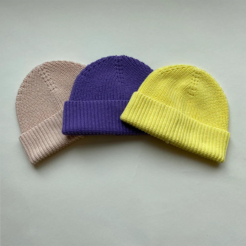 Wholesale Custom Solid 100% Cotton Kids Knit Beanie Hat for Children