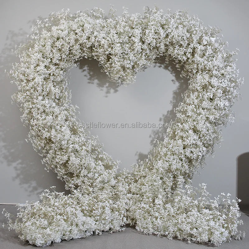 FAR108 Flowers Heart Set Artificial Gypsophila Flower Horn Wedding Arch White Babies Breath Flower Arch Decoration