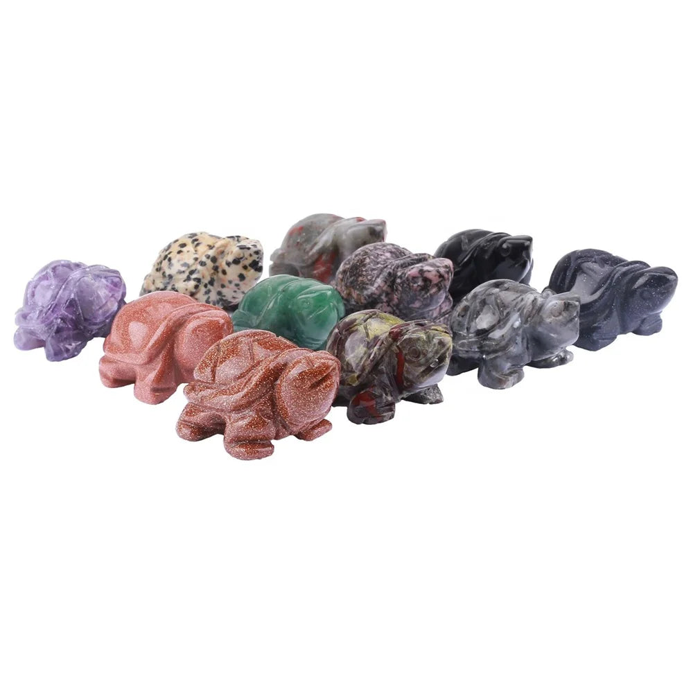 5cm Natural Hand Carved Animal Crystal Sculpture Fluorite Turtle Eco-Friendly Chenyi
