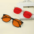 Custom Logo Red Orange Lenses Eyewear Square Eyeglasses 74-100% Anti Blue Light Blocking Filter Prescription Glasses for Reading