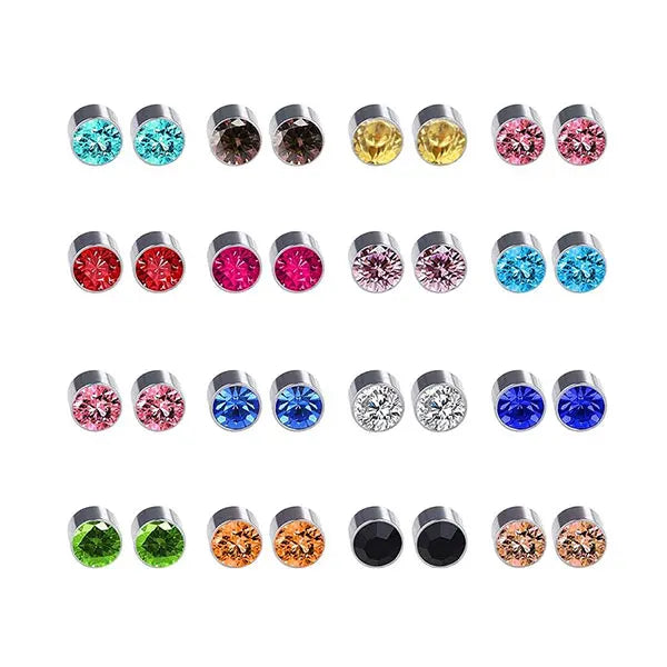 Trendy Stainless Steel Clip Stud Earrings with Non-Pierced Crystal Magnetic Bezel Setting Orthodox Religious for Anniversaries