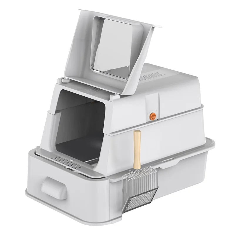 Hot Sale Fully Enclosed Deodorized Cat Litter Box Pet Anti-splash Stainless Steel Litter Box Cat Toilet