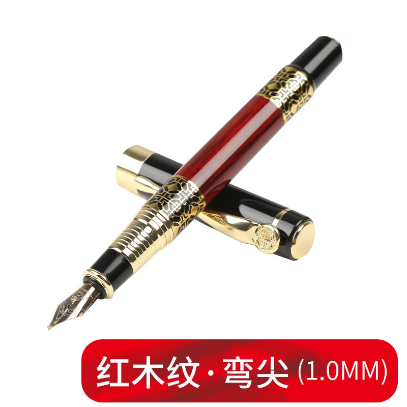 Vip Luxurious Gift High End Stainless Steel logo Custom Classic Black Red Metal Roller Fountain Pen 1.0 mm 0.5mm Tip Ink Pen